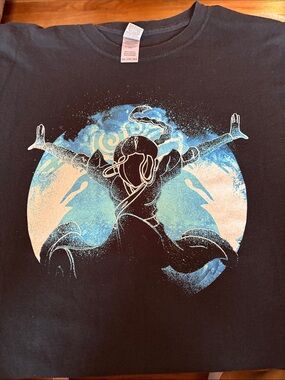Black Men's Avatar Waterbender T-Shirt with Blue Graphic